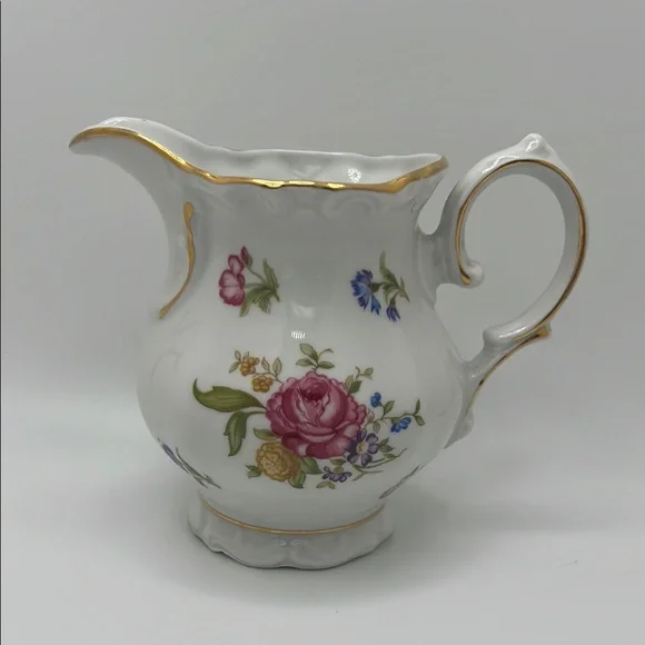 Vintage Creamer Winterling Bavaria Porcelain Floral Gold Accents - Picture 1 of 10